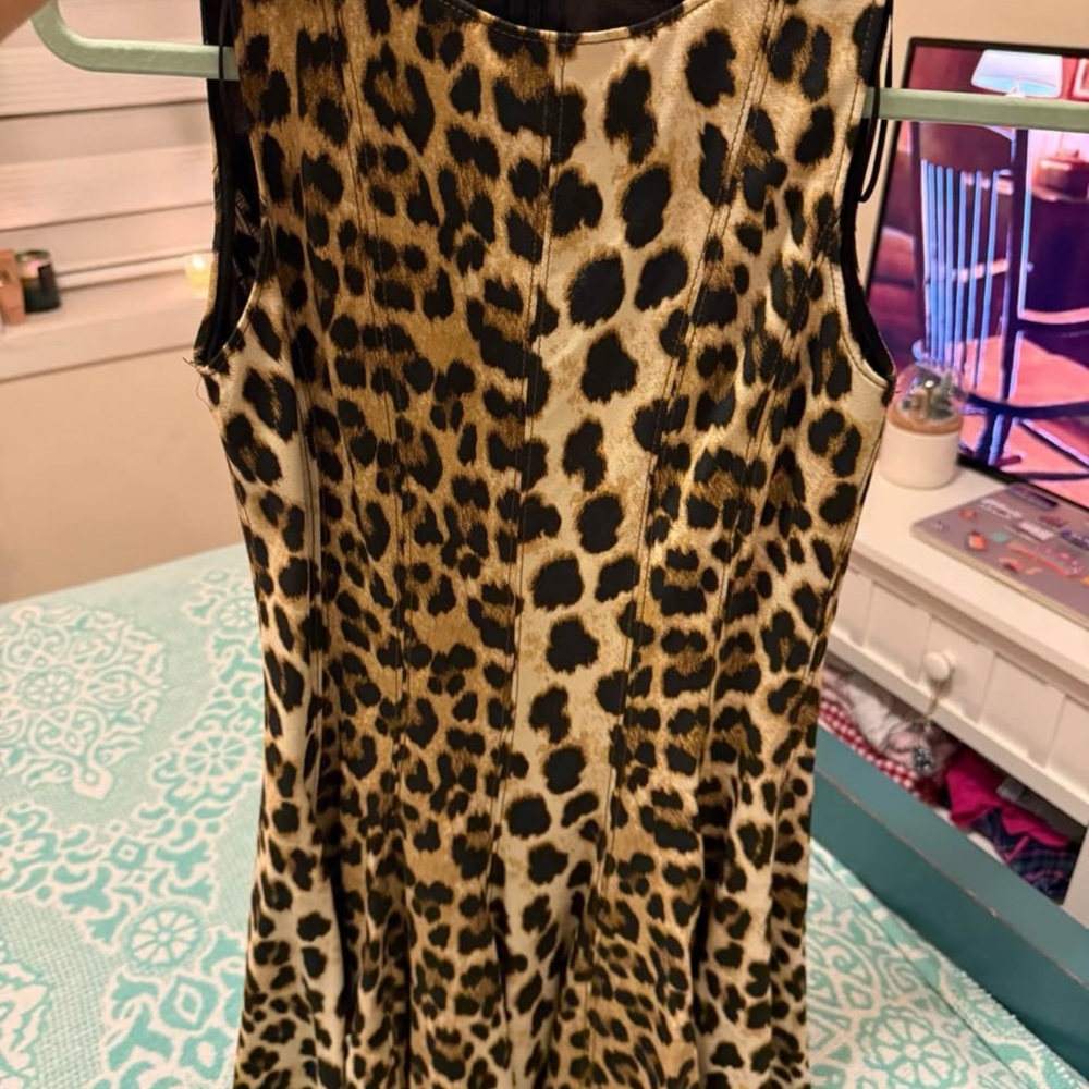Zara Leopard Print Dress - Black and Tan